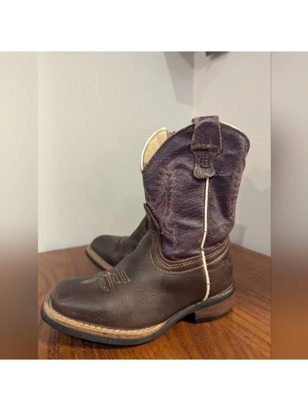 Cowgirl Boots Caballo Dorado Western boots Kids Sz 10 purple & brown leather